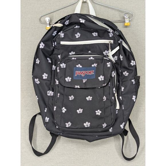 JanSport Big Student Black Cherry Blossom School Backpack 15" Laptop Pocket - Picture 1 of 6